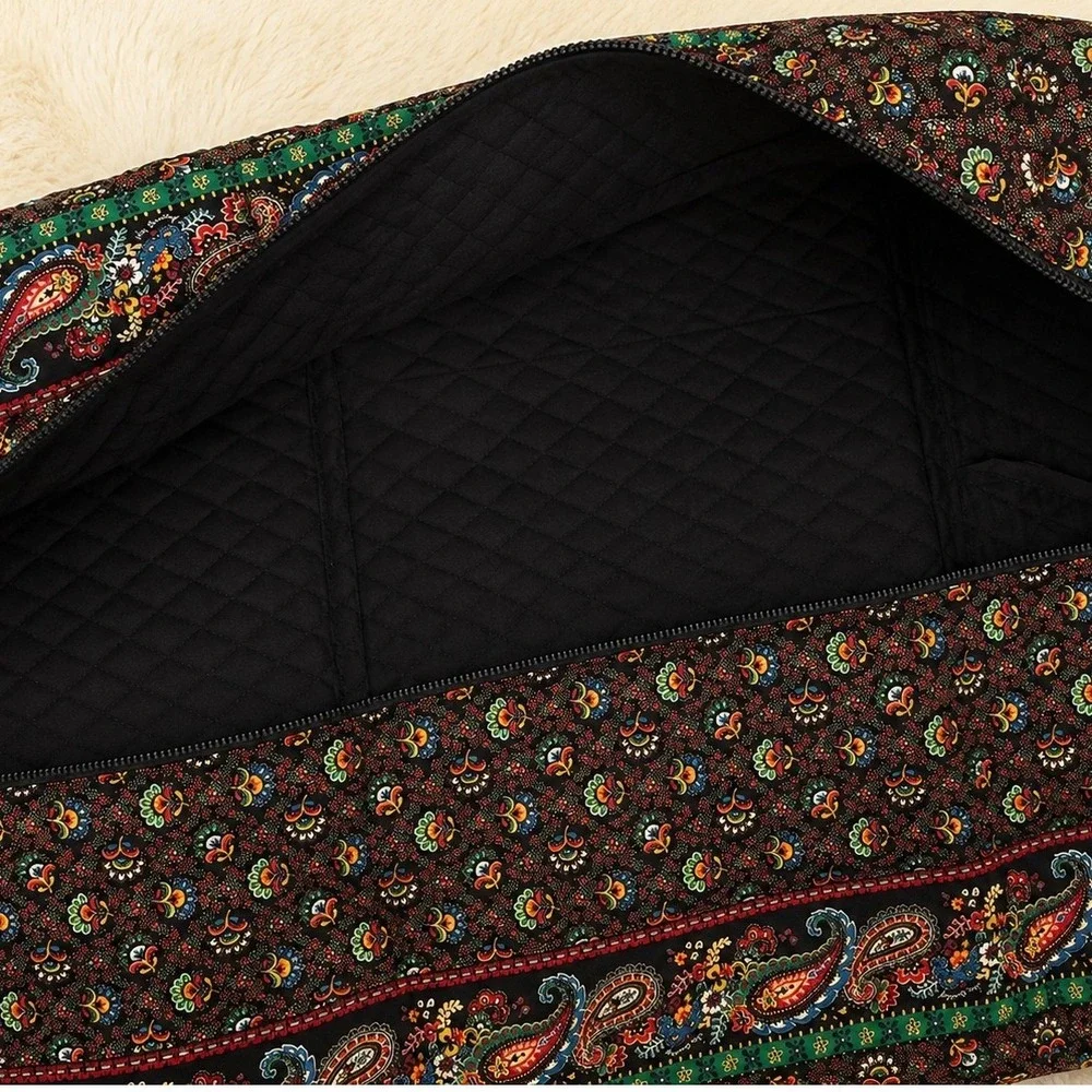 Vera Bradley Vintage Quilted Garment Bag Black Floral Paisley Travel Cottagecore